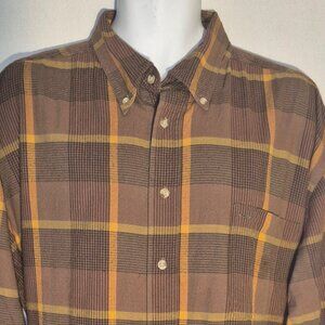 Sedgefield button-front shirt, 100 % Cotton, Brown-gold-orange, size XXL